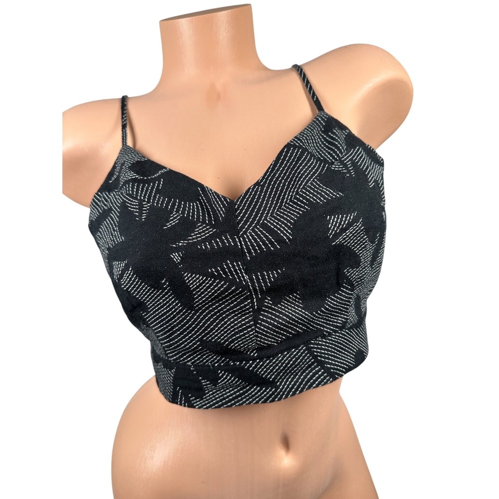 Universal Threads Small Crop Top Womens Floral Black Cami Beach Surfer Linen
